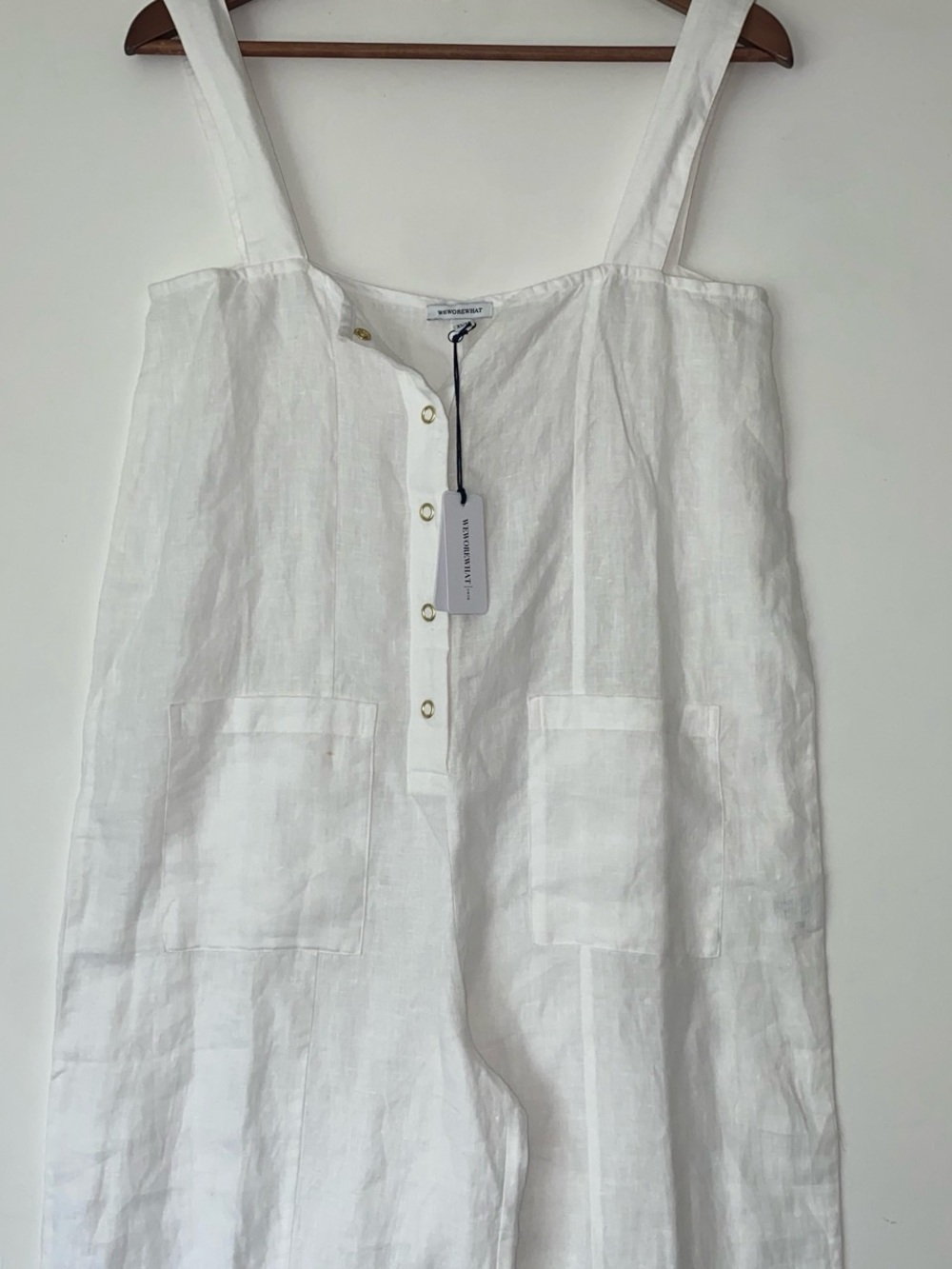 WeWoreWhat White Linen Button-Front loose jumper/ Jumpsuit sz S